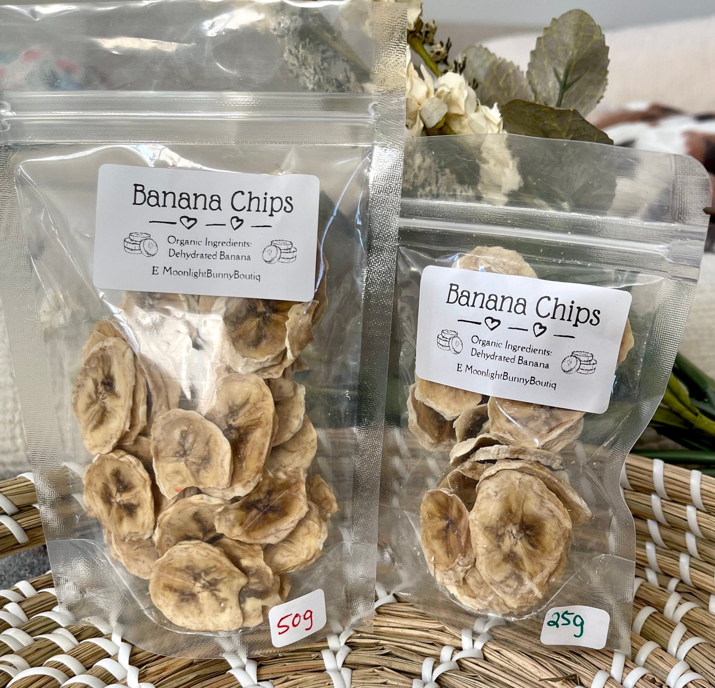 Banana Chips~ Dehydrated Natural organic healthy treat, full of potassium + Minerals