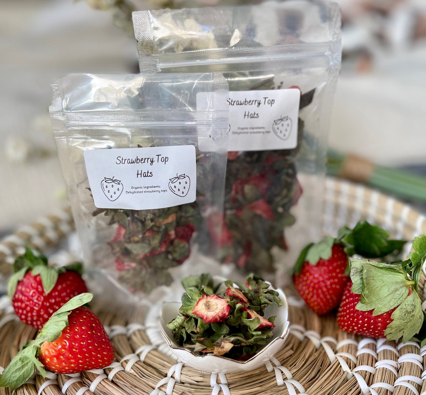 Strawberry Top Hats ~ Natural Organic Treats ~ Loaded with Antioxidants, Vitamin C, and Dietary Fiber