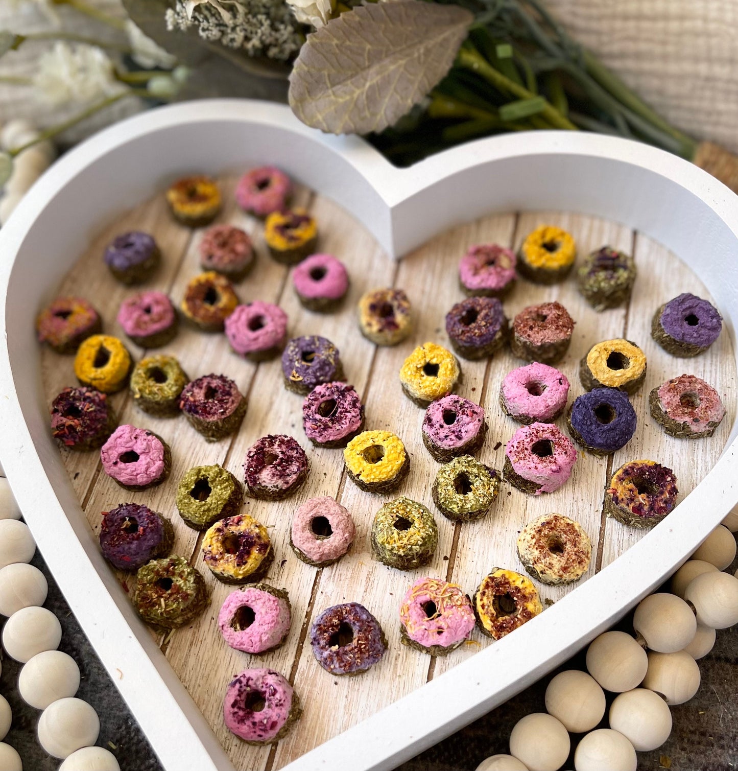 Mini Donuts~ OAT FREE base~ 5 Flavors! Bite sized healthy all natural treats for rabbits, hamsters, guinea pigs, mice, & other small animals