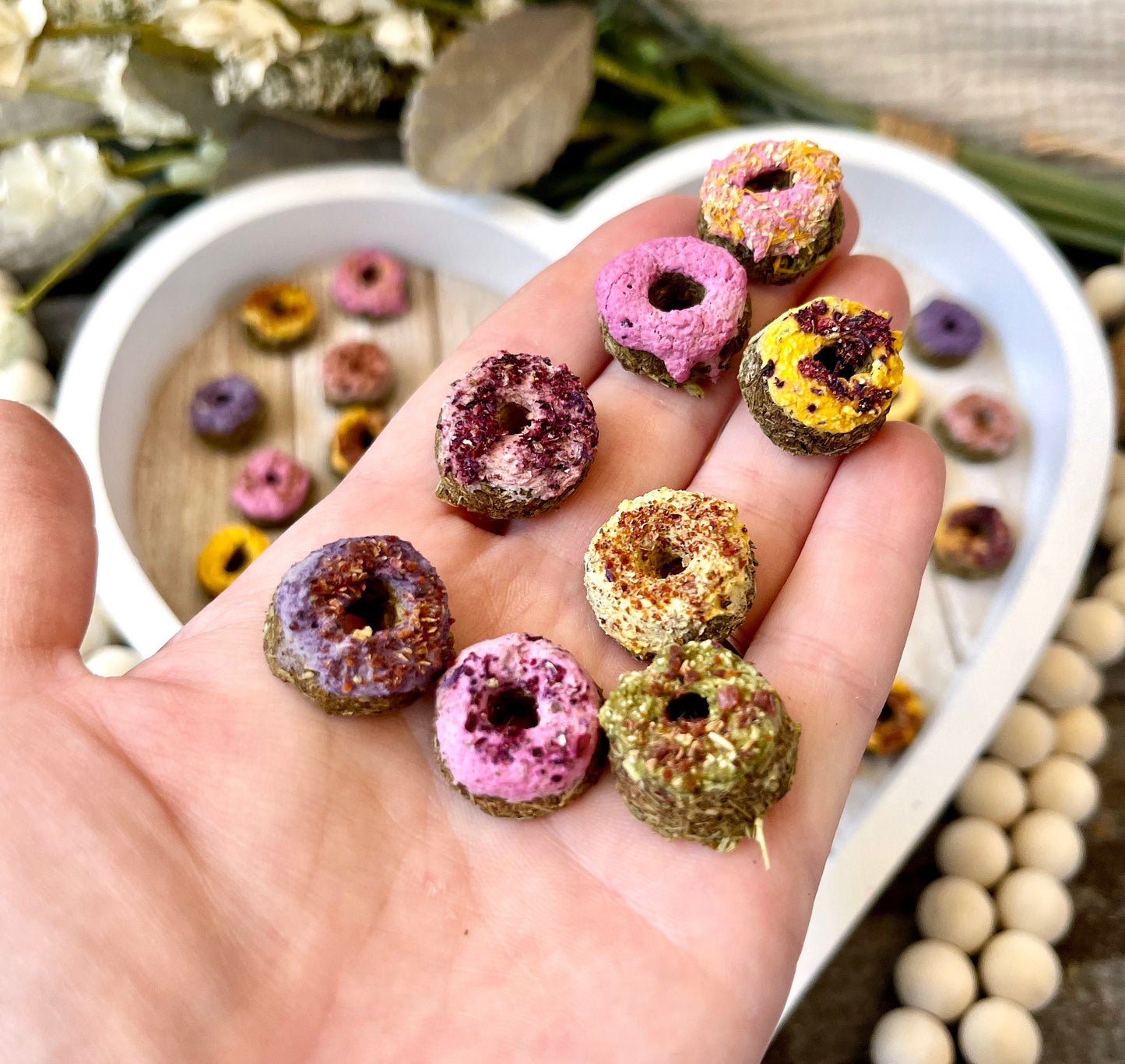 Mini Donuts~ OAT FREE base~ 5 Flavors! Bite sized healthy all natural treats for rabbits, hamsters, guinea pigs, mice, & other small animals