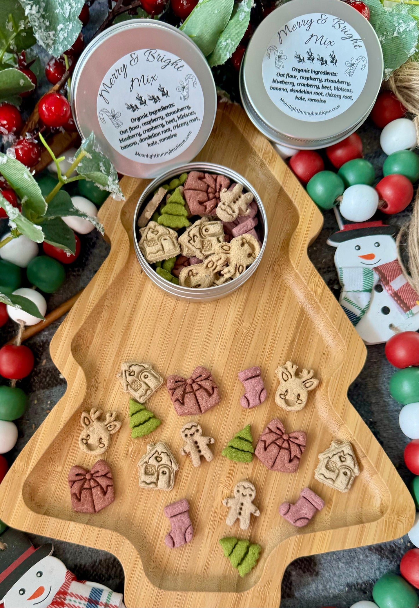 Merry and Bright~Holiday Inspired Bite Sized Treats for Rabbits, Guinea Pigs, Hamsters, Mice, and Small Pets, All Natural, Organic & Healthy