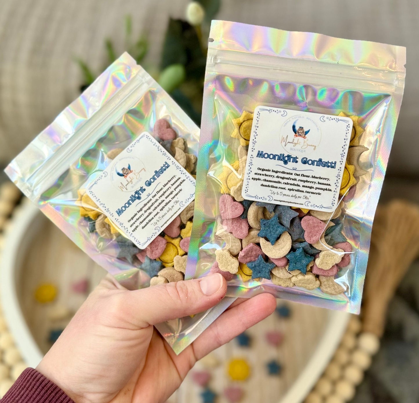 Moonlight Confetti | 100 Delicious Bite Sized Treats for Rabbits, Guinea Pigs, Hamsters, Mice, and Small Pets, All Natural,Healthy & Organic