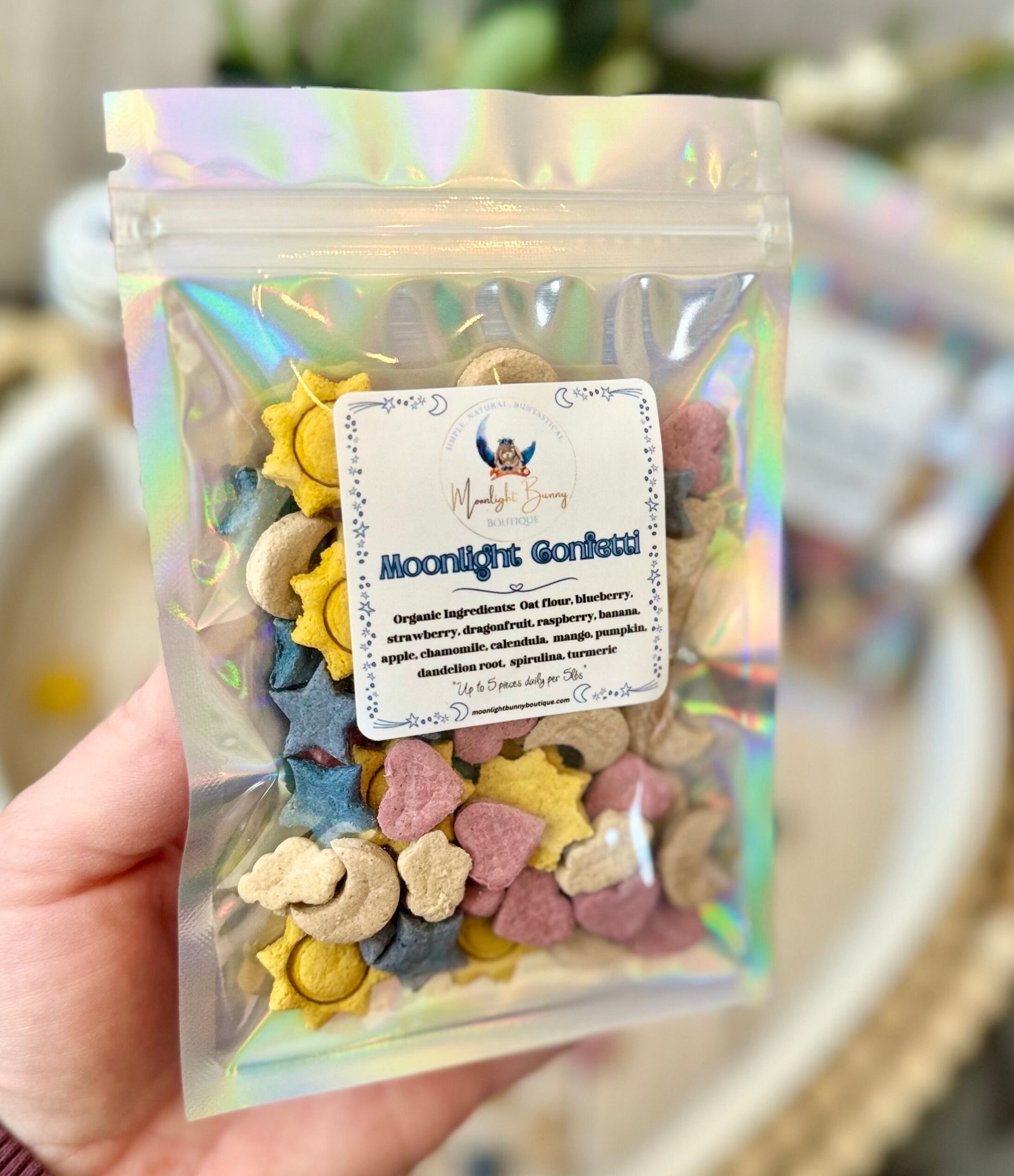 Moonlight Confetti | 100 Delicious Bite Sized Treats for Rabbits, Guinea Pigs, Hamsters, Mice, and Small Pets, All Natural,Healthy & Organic