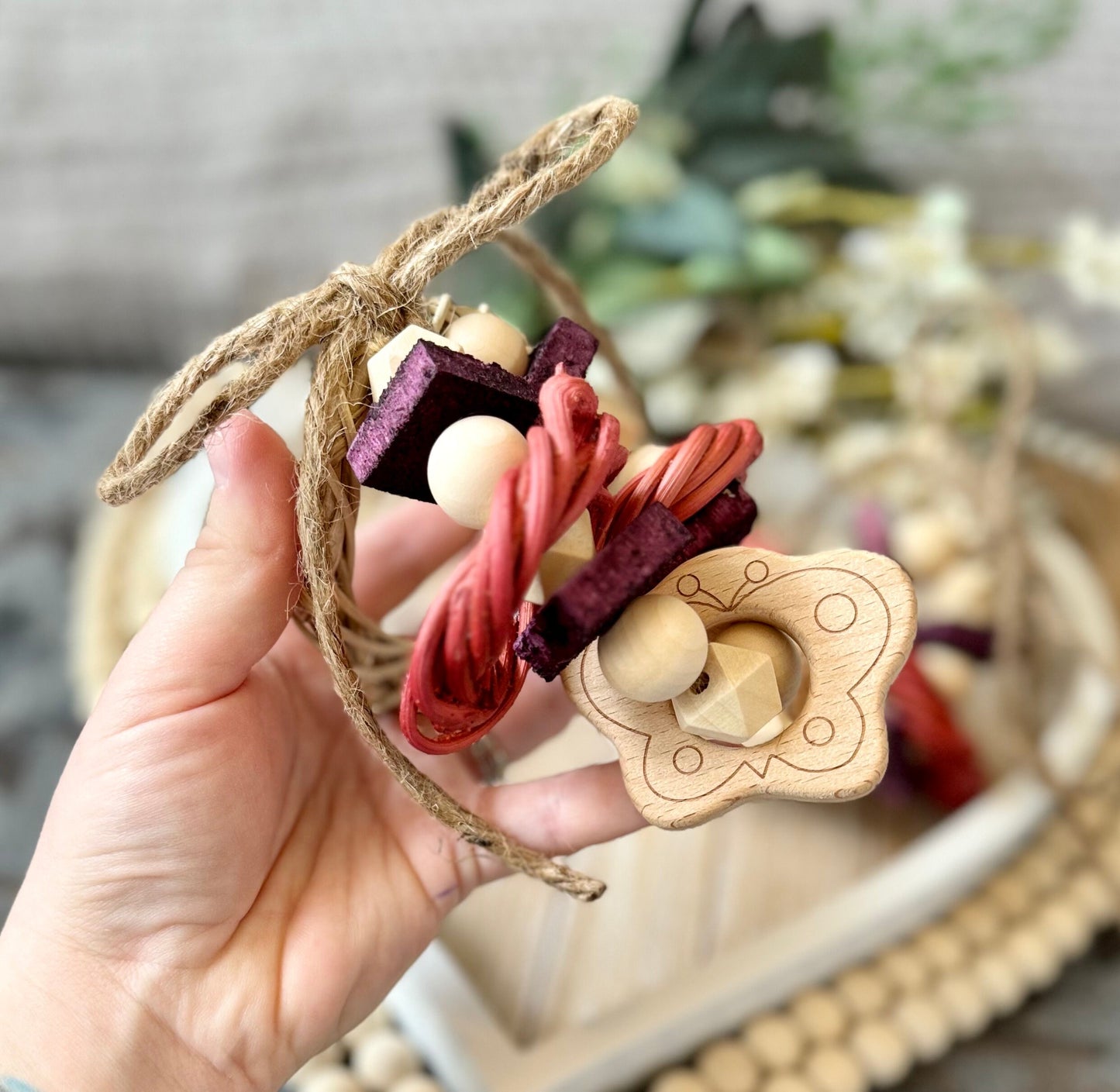 Spring Ring Flings | Natural Fruit Infused Bunny Toss Toy, Small Pet Chews, Rabbit, Chinchilla, Hamster & Guinea Pig Enrichment Toys