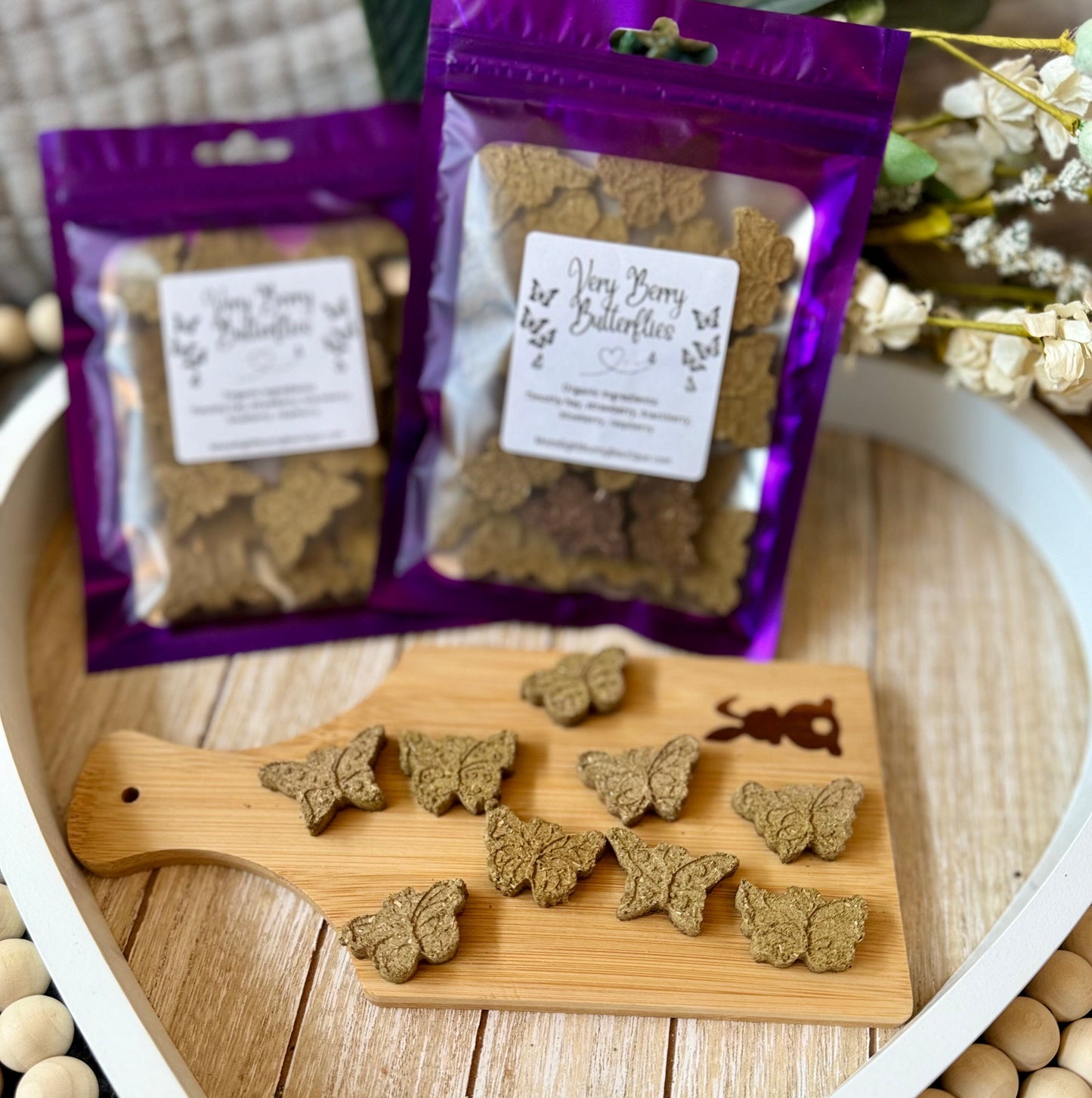 Very Berry Butterflies | Spring Inspired OAT FREE Timothy Hay Based Treats, Healthy, Organic, Crunchy Snacks for Rabbits, & Small Pets
