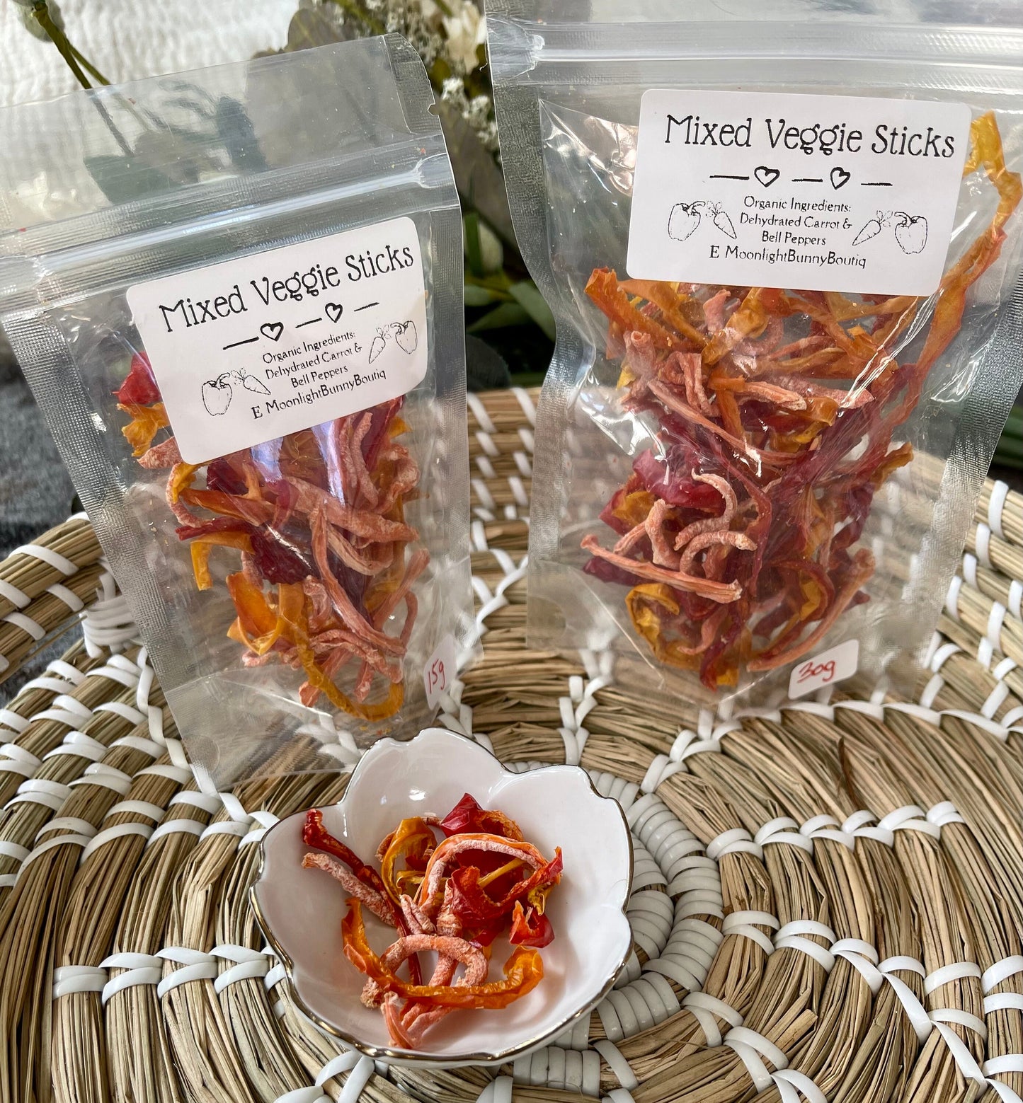 Bell Pepper Sticks~Organic Dehydrated Bell Pepper, Natural treat full of vitamins + minerals