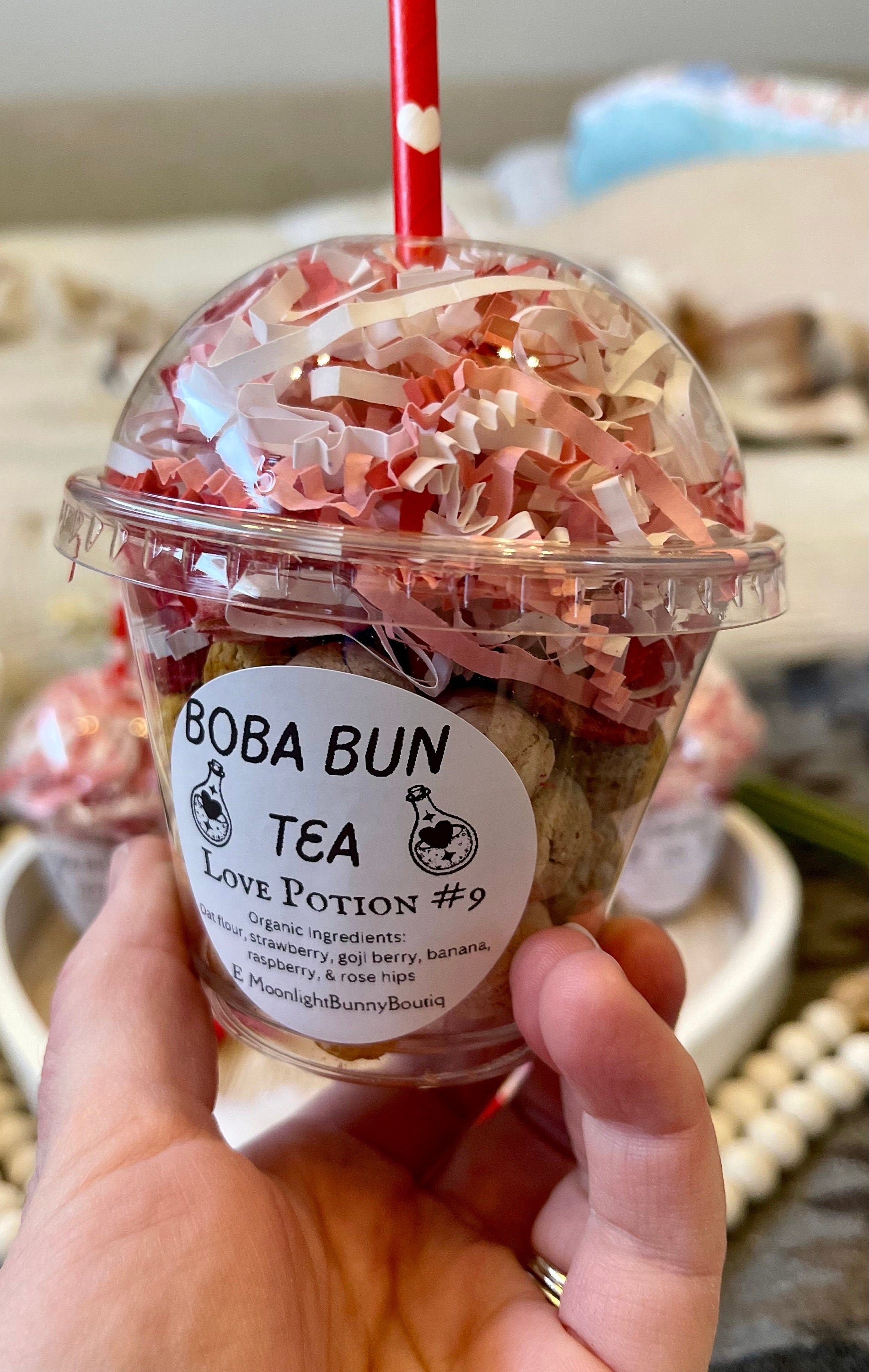 Boba Bun Tea | Love Potion #9 | Valentine Treats, Healthy, Organic Snacks for rabbits, guinea pigs, chinchillas & other small animals