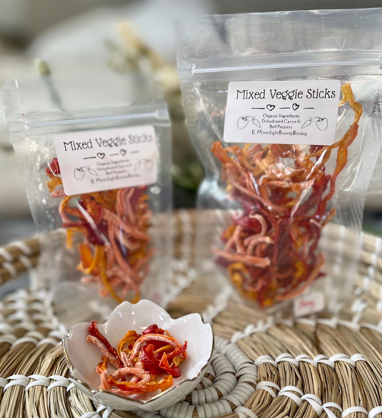 Bell Pepper Sticks~Organic Dehydrated Bell Pepper, Natural treat full of vitamins + minerals