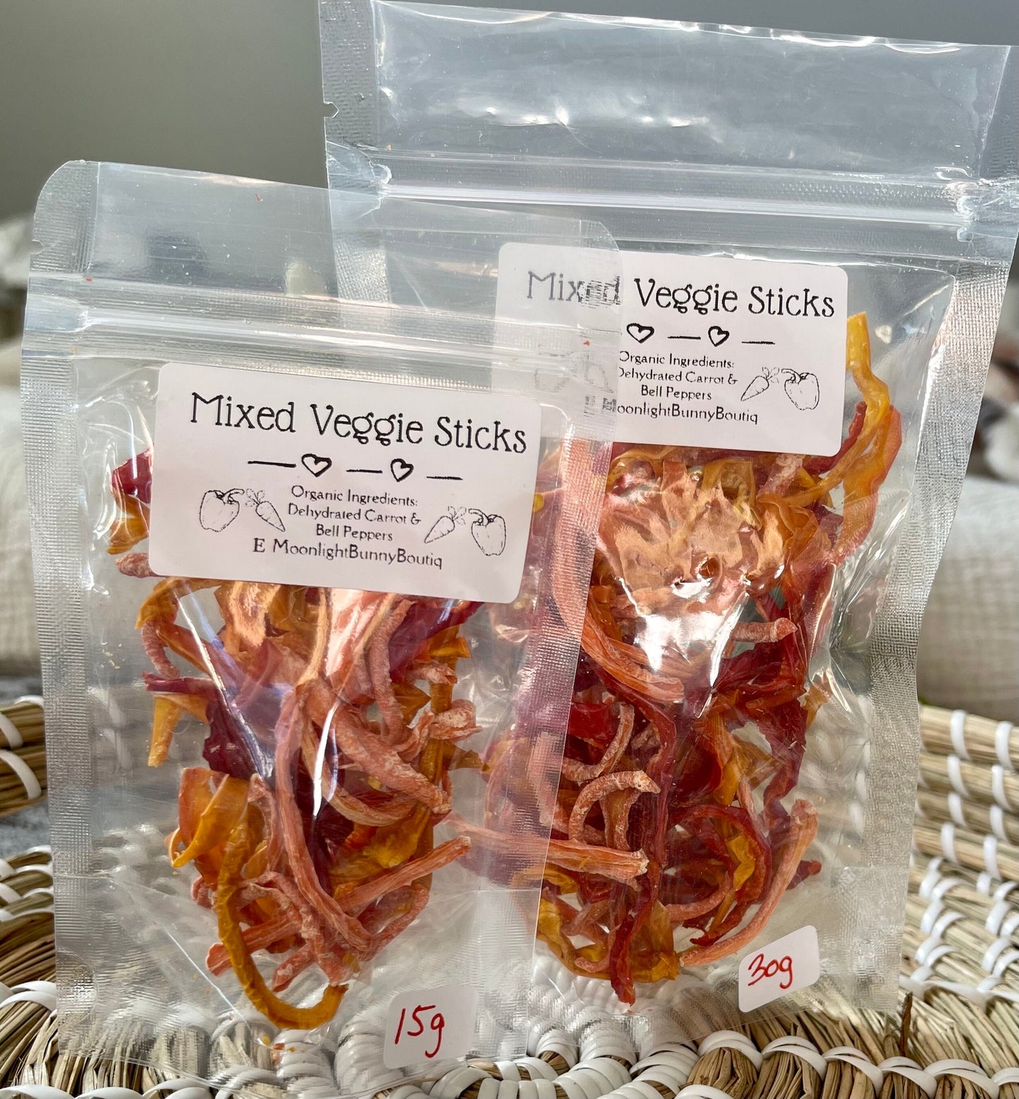 Bell Pepper Sticks~Organic Dehydrated Bell Pepper, Natural treat full of vitamins + minerals