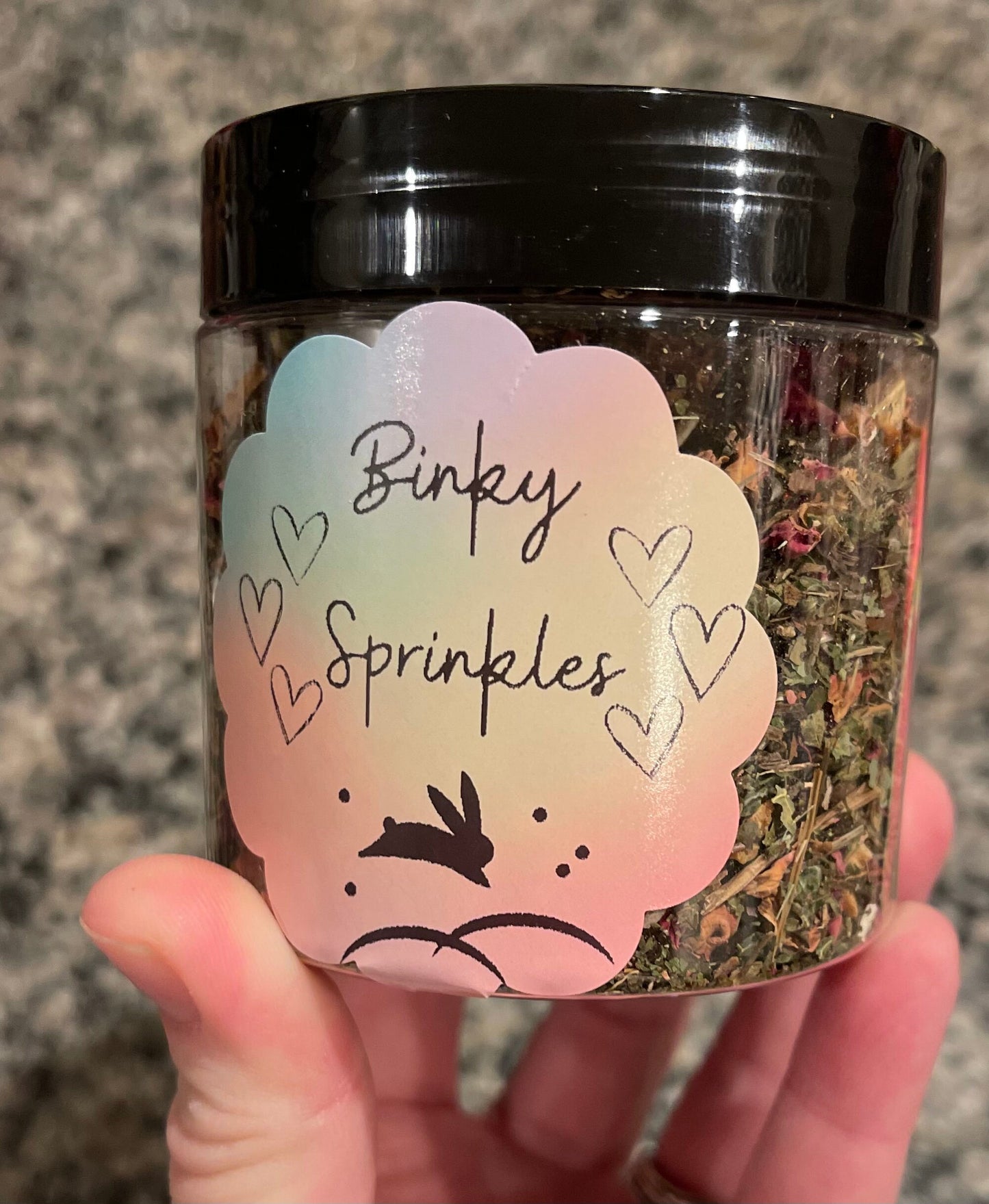 Binky Sprinkles Forage Blend~Strawberry Fields~ Healthy Treat, Perfect Hay/Greens/Pellet Topper for Rabbit, Hamster, Guinea Pig, Chinchillas