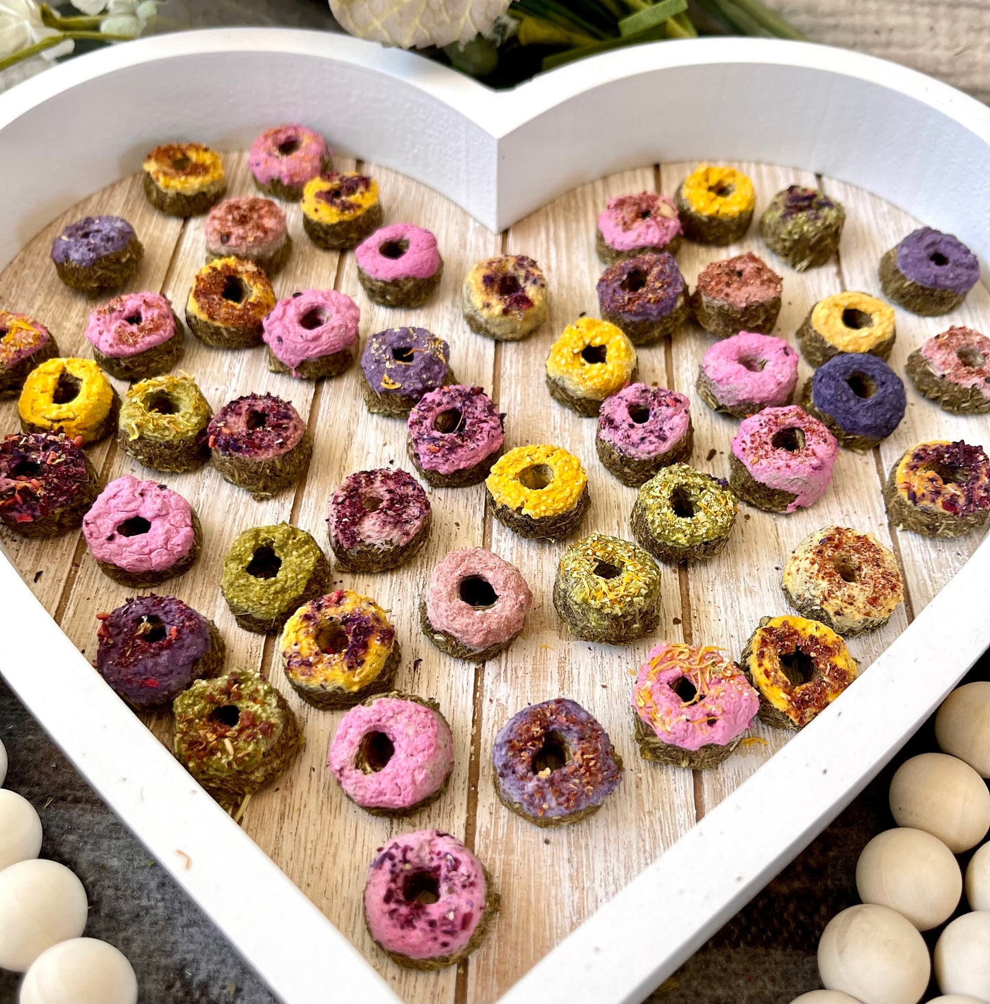 Mini Donuts~ OAT FREE base~ 5 Flavors! Bite sized healthy all natural treats for rabbits, hamsters, guinea pigs, mice, & other small animals