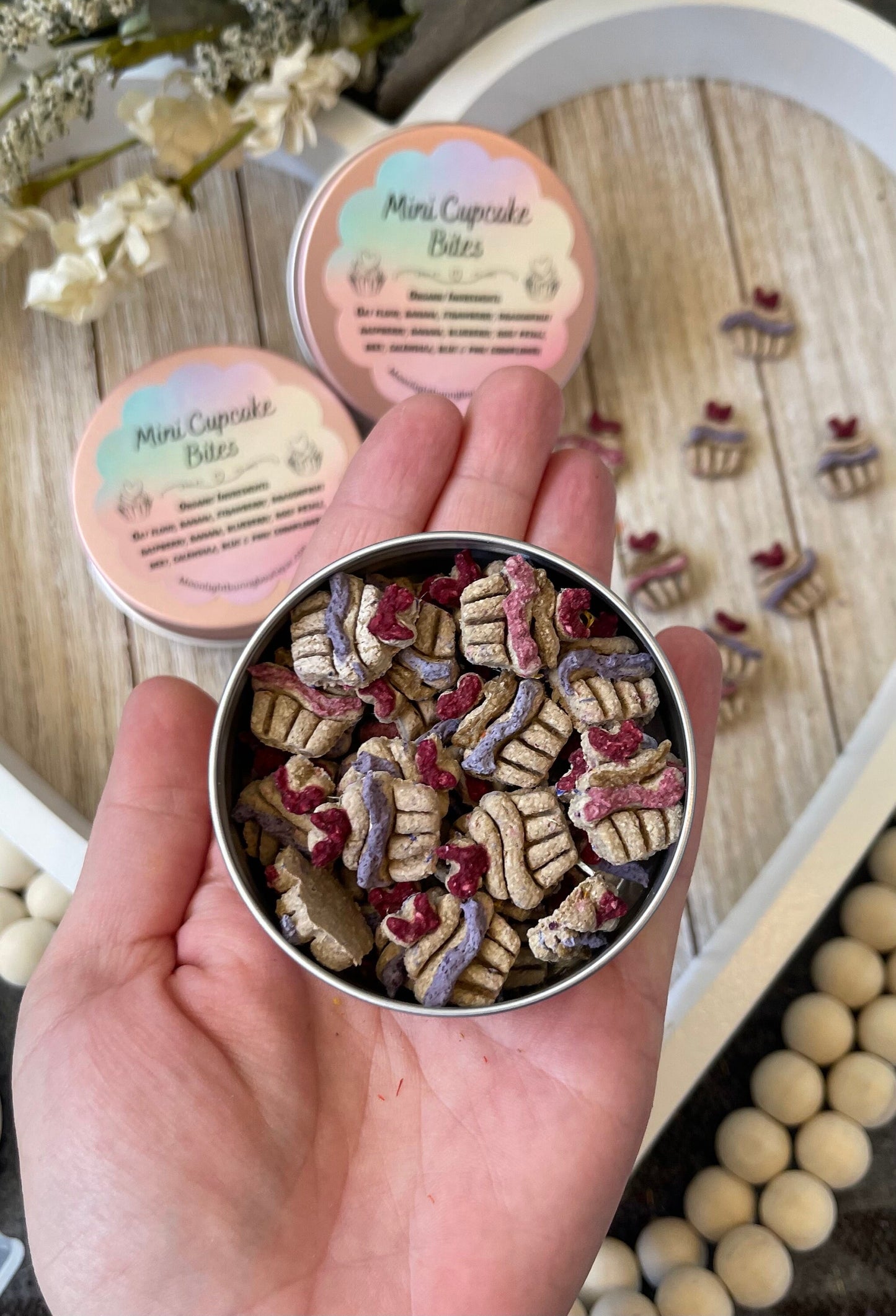 Mini Cupcake Bites~ Healthy Bite Sized Treats for Rabbits, Guinea Pigs, Hamsters, Mice, and Small Pets, All Natural & Organic Ingredients
