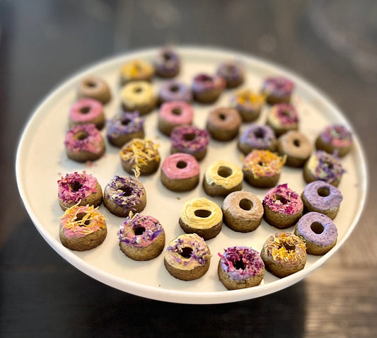 Mini Donuts~ OAT FREE base~ 5 Flavors! Bite sized healthy all natural treats for rabbits, hamsters, guinea pigs, mice, & other small animals