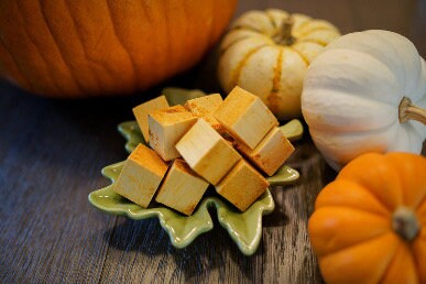 Pumpkin Cubes - Fruit Flavored Chew Toys for Rabbits, Guinea Pigs, Gerbils, Hamsters, Chinchillas, Rats, Mice and other small animals