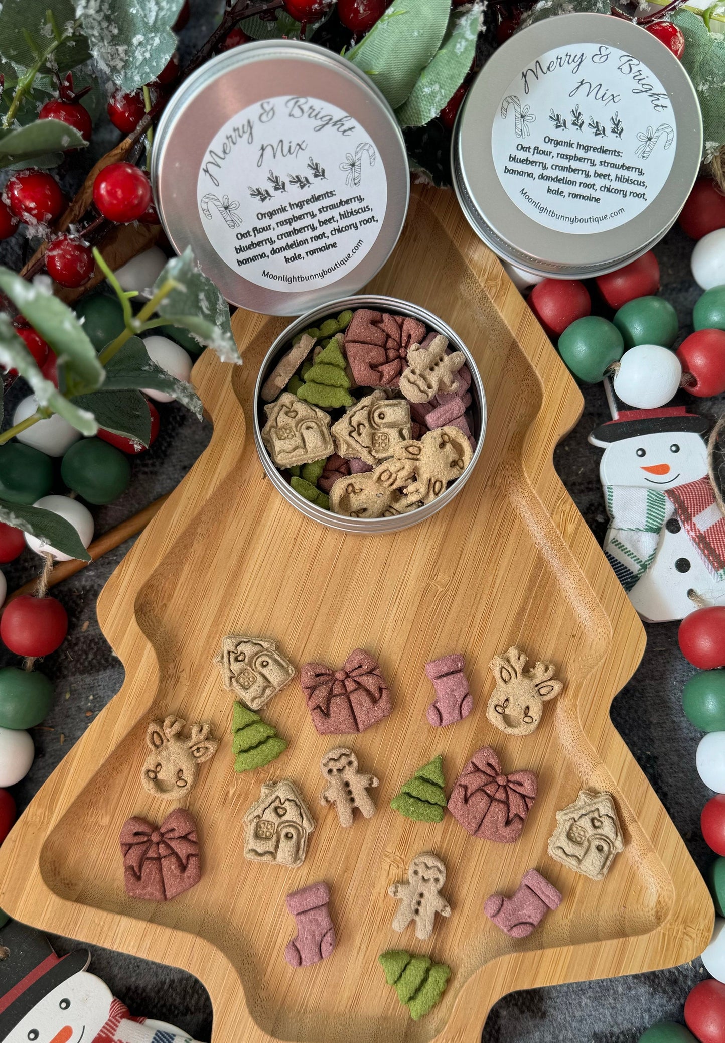 Merry and Bright~Holiday Inspired Bite Sized Treats for Rabbits, Guinea Pigs, Hamsters, Mice, and Small Pets, All Natural, Organic & Healthy