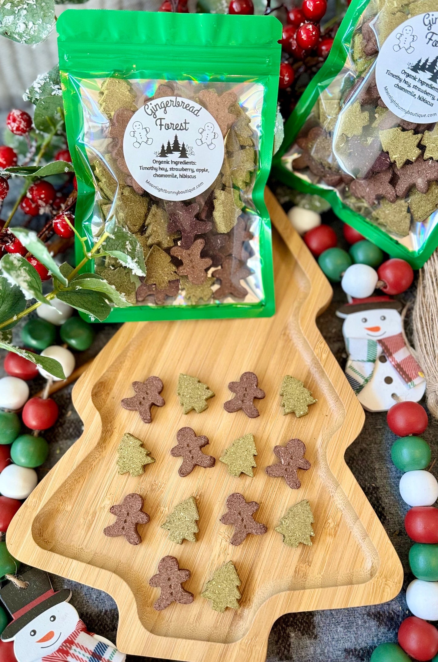 Gingerbread Forest~ Winter Inspired OAT FREE~Timothy Hay Based Treats, Crunchy snacks for Rabbits, & Small Pets, Healthy and Guilt Free