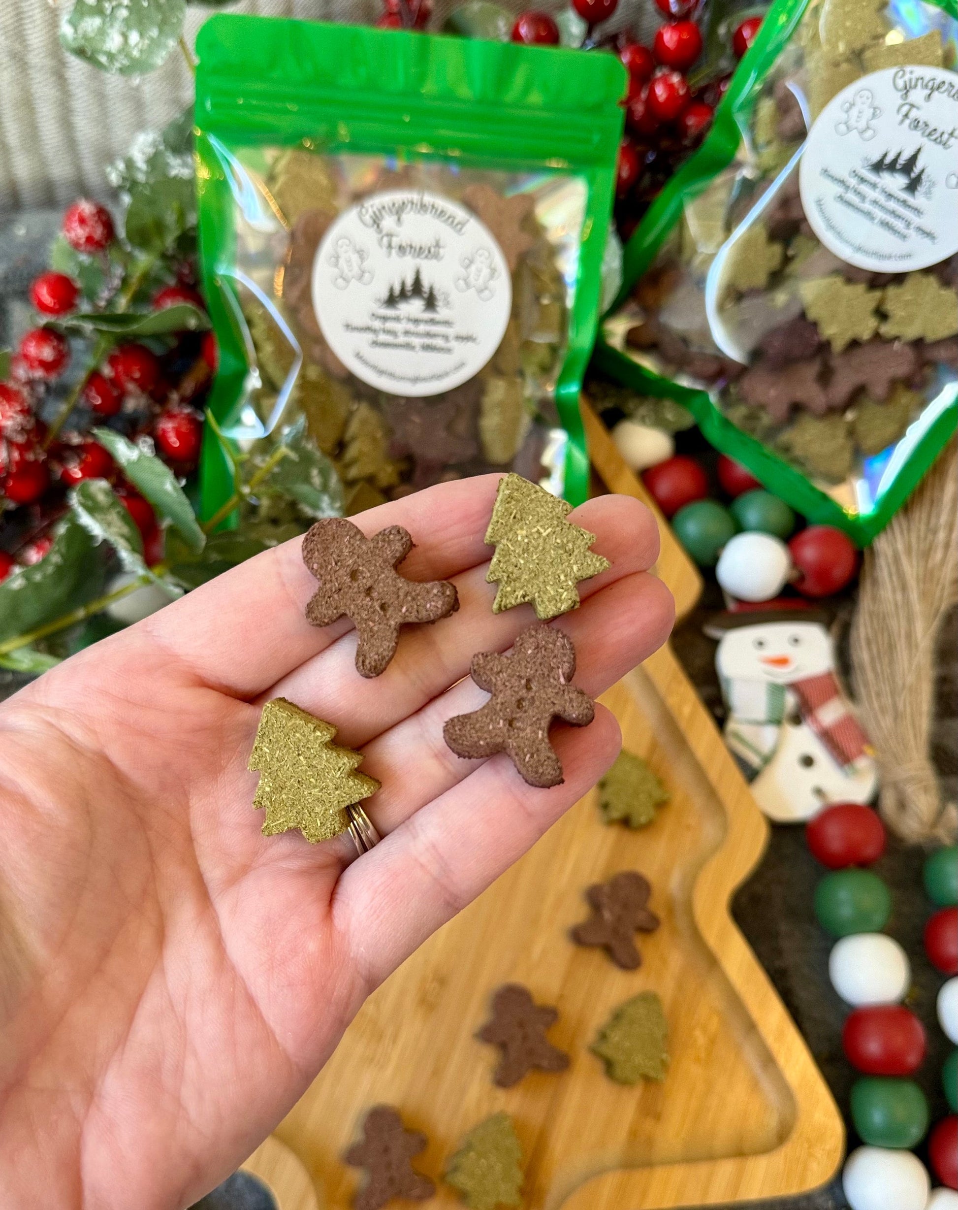 Gingerbread Forest~ Winter Inspired OAT FREE~Timothy Hay Based Treats, Crunchy snacks for Rabbits, & Small Pets, Healthy and Guilt Free