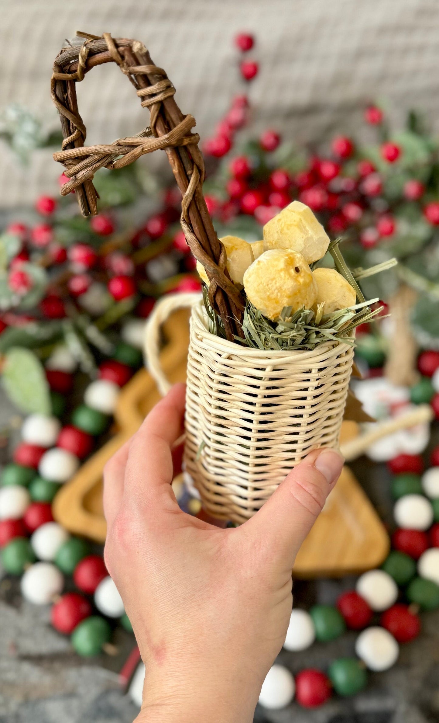 Hot Cocoa and Marshmallows~ Winter Enrichment Toy/Chew for Rabbits, Guinea Pigs, Chinchillas, and Other Small Pets, Natural Boredom Buster