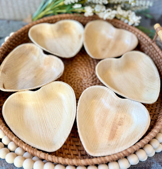 Heart Palm Leaf Bowls | 6 Natural Palm Leaf Bowls, Edible Food/Treat Bowls, Small Pet Enrichment Chew, Rabbit, Chinchilla, & Guinea Pig Toys