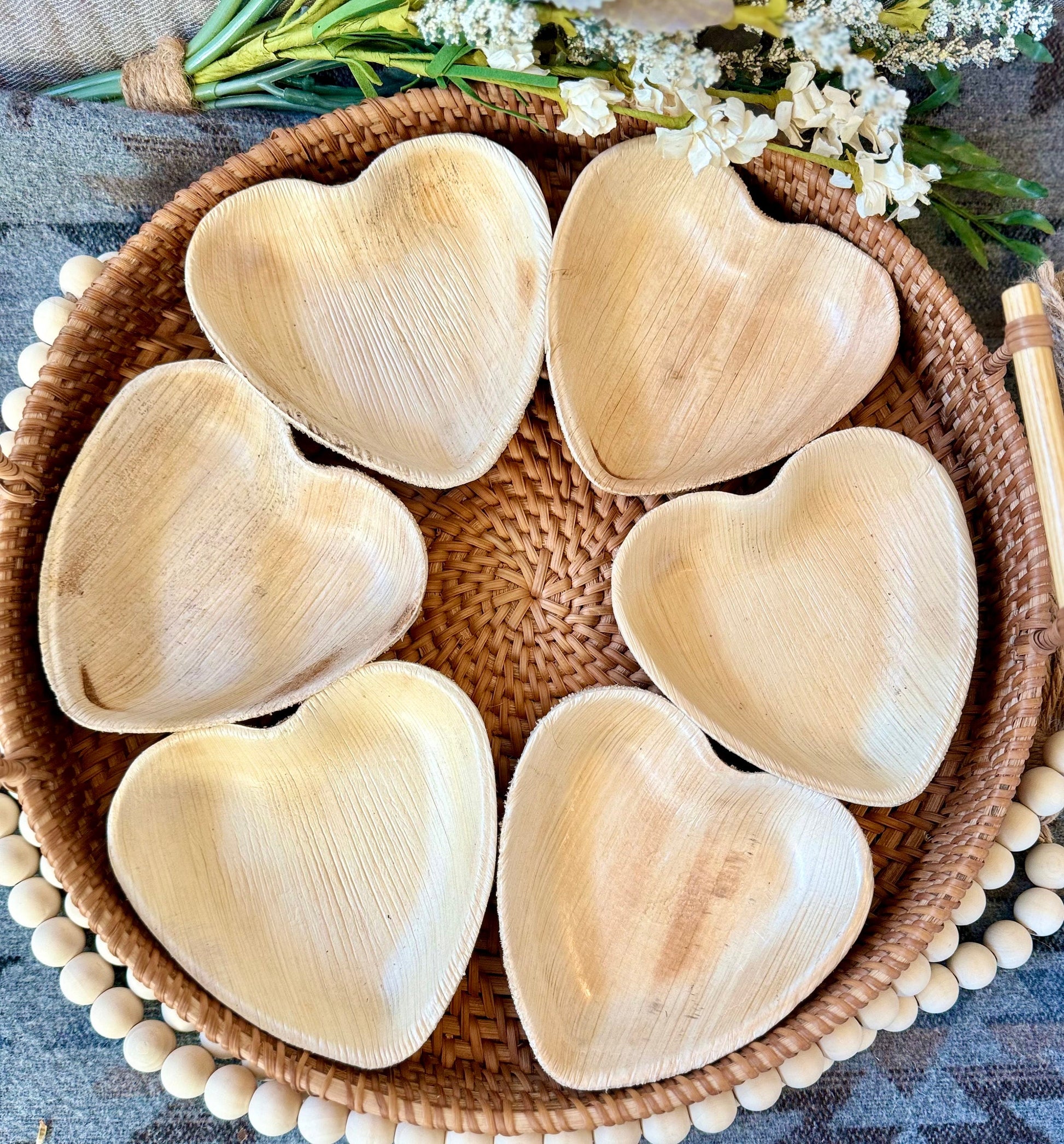 Heart Palm Leaf Bowls | 6 Natural Palm Leaf Bowls, Edible Food/Treat Bowls, Small Pet Enrichment Chew, Rabbit, Chinchilla, & Guinea Pig Toys