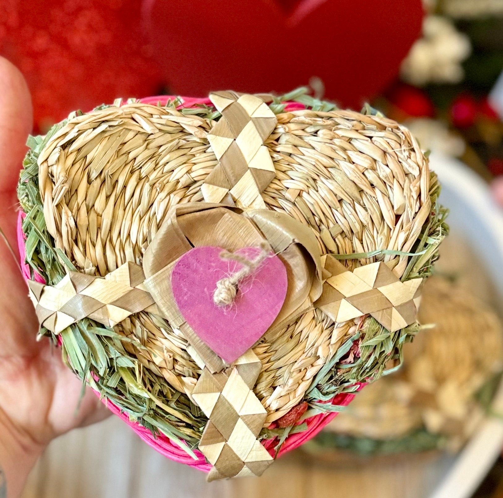 LOVESTRUCK | Valentine’s Enrichment Toy/Chew for Rabbits, Guinea Pigs, Chinchillas, and Other Small Pets, Natural Boredom Buster, Forage Toy