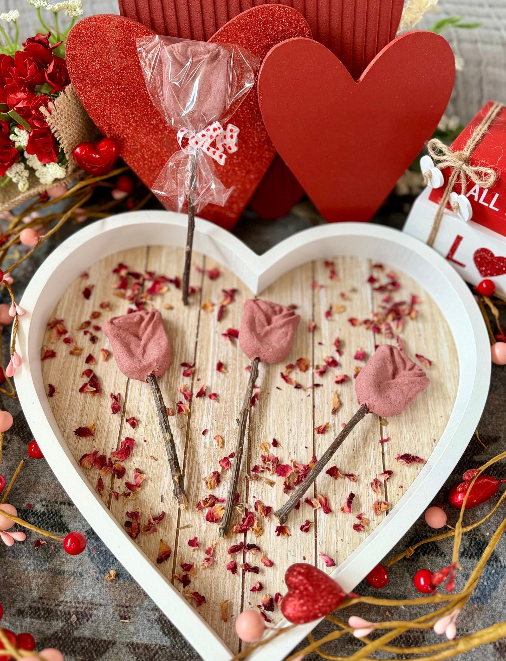 Rose Valentine Pops | Crunchy Botanical Treat & Chew for Rabbits, Guinea Pigs and Small Pets, All Natural, Organic and Guilt Free