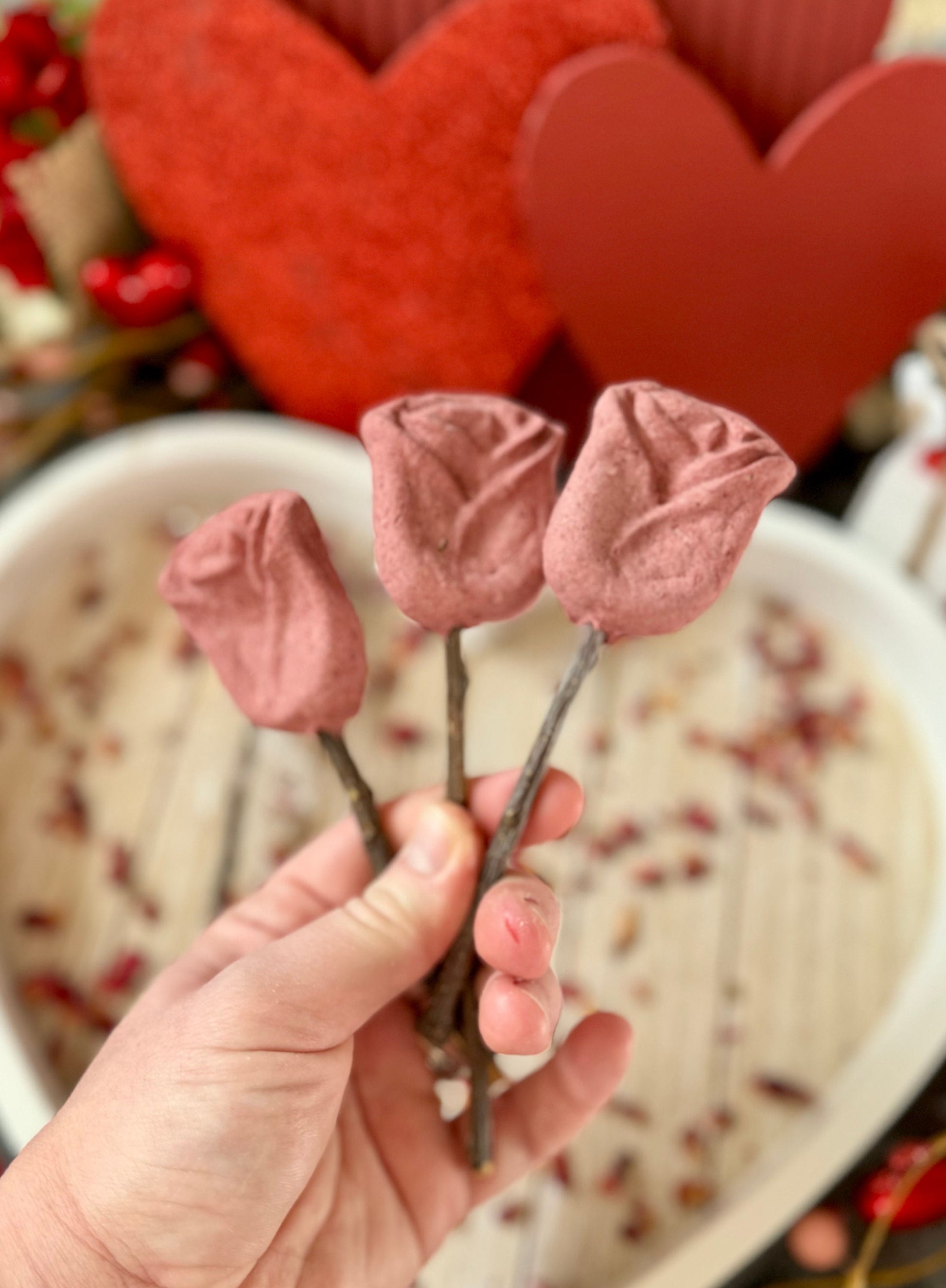 Rose Valentine Pops | Crunchy Botanical Treat & Chew for Rabbits, Guinea Pigs and Small Pets, All Natural, Organic and Guilt Free