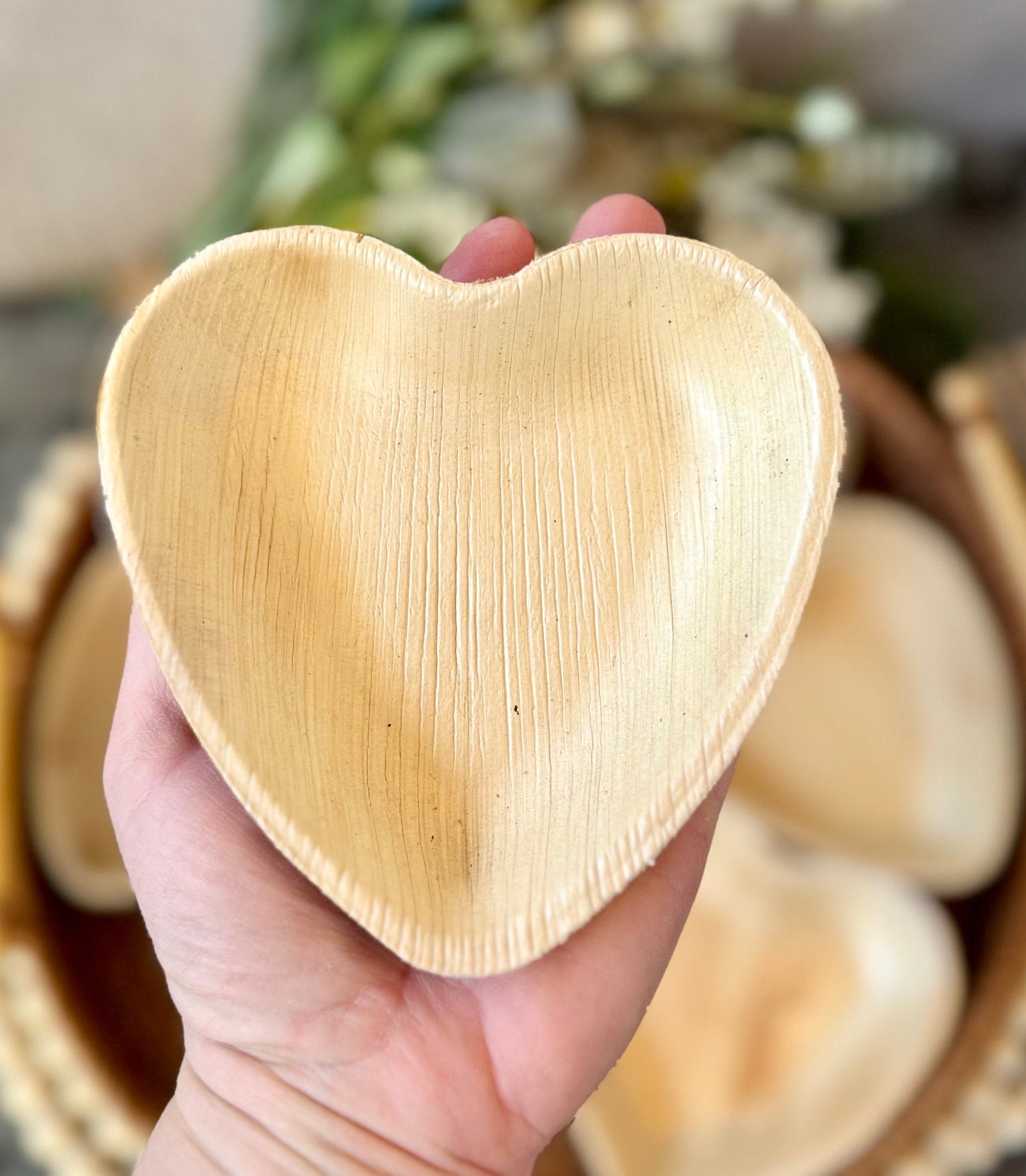 Heart Palm Leaf Bowls | 6 Natural Palm Leaf Bowls, Edible Food/Treat Bowls, Small Pet Enrichment Chew, Rabbit, Chinchilla, & Guinea Pig Toys