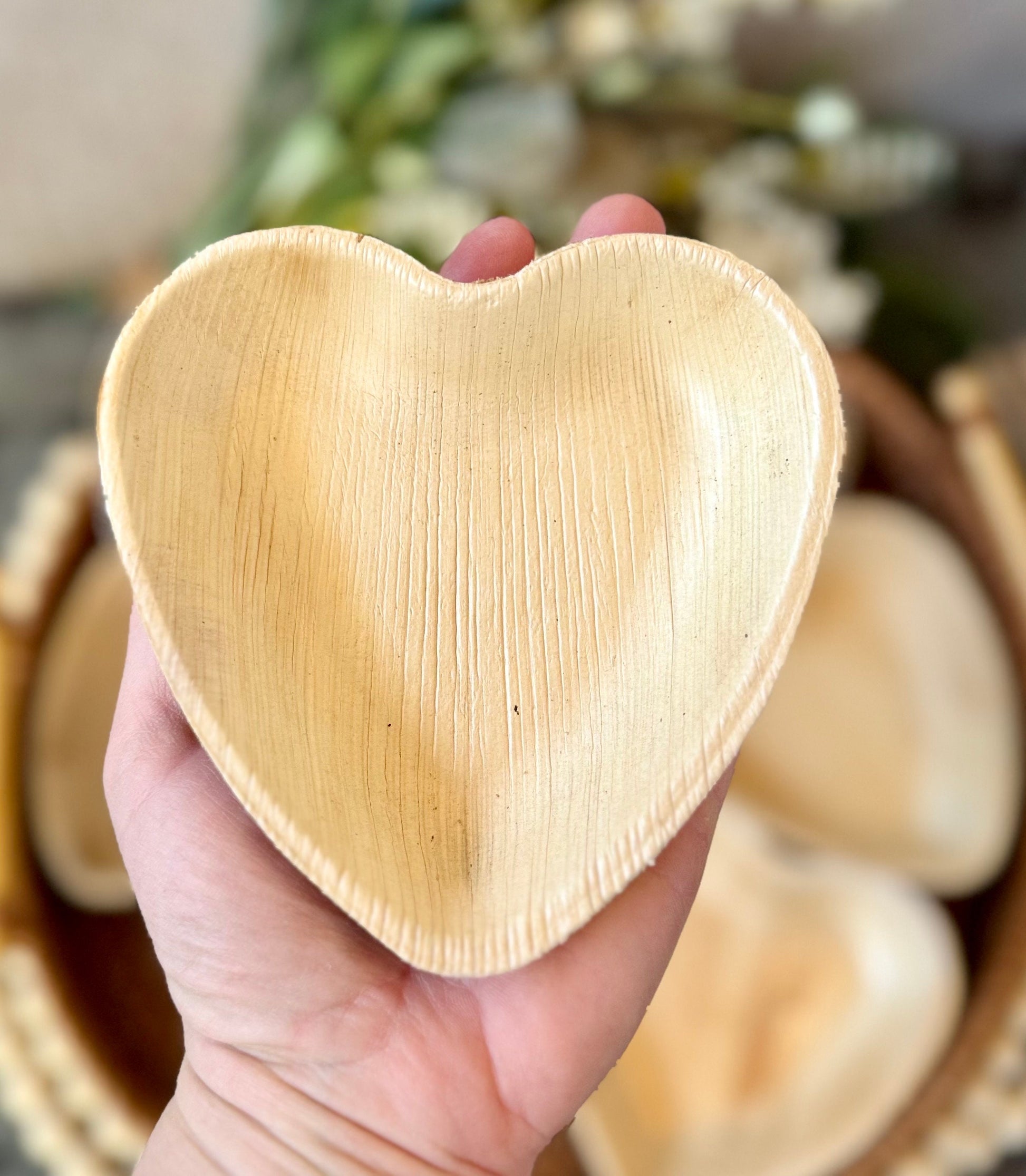 Heart Palm Leaf Bowls | 6 Natural Palm Leaf Bowls, Edible Food/Treat Bowls, Small Pet Enrichment Chew, Rabbit, Chinchilla, & Guinea Pig Toys