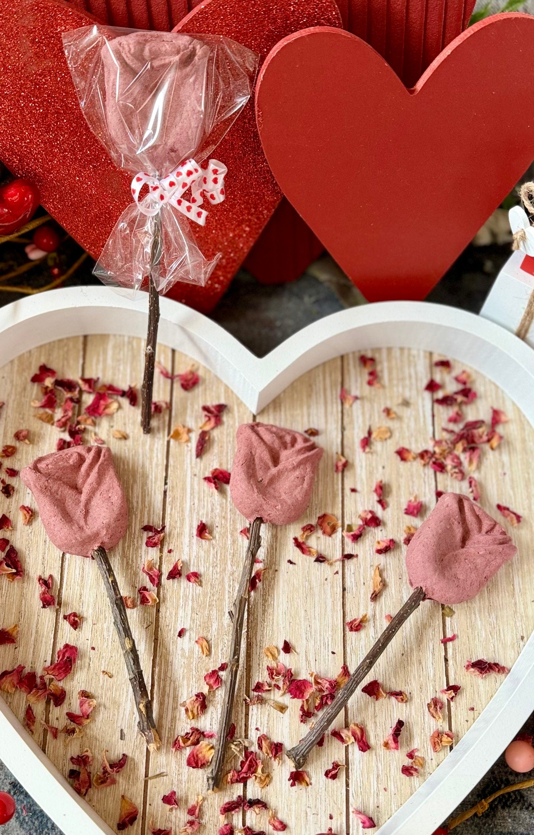 Rose Valentine Pops | Crunchy Botanical Treat & Chew for Rabbits, Guinea Pigs and Small Pets, All Natural, Organic and Guilt Free