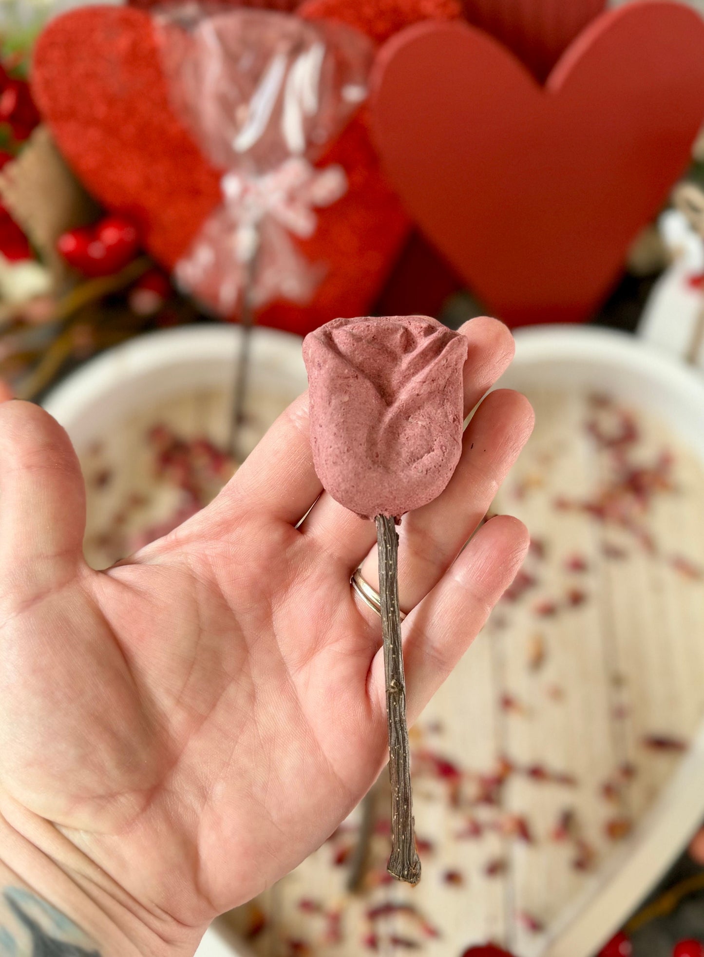 Rose Valentine Pops | Crunchy Botanical Treat & Chew for Rabbits, Guinea Pigs and Small Pets, All Natural, Organic and Guilt Free