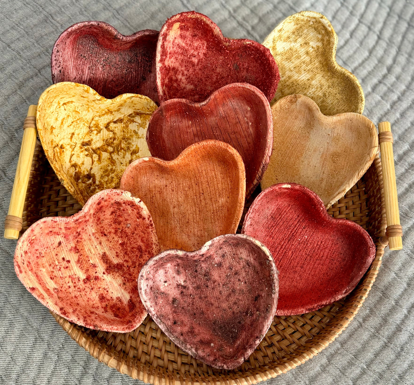 Herbal Heart Chews | 12 Delightful Flavors! Fruit Infused Palm Leaf Bowls