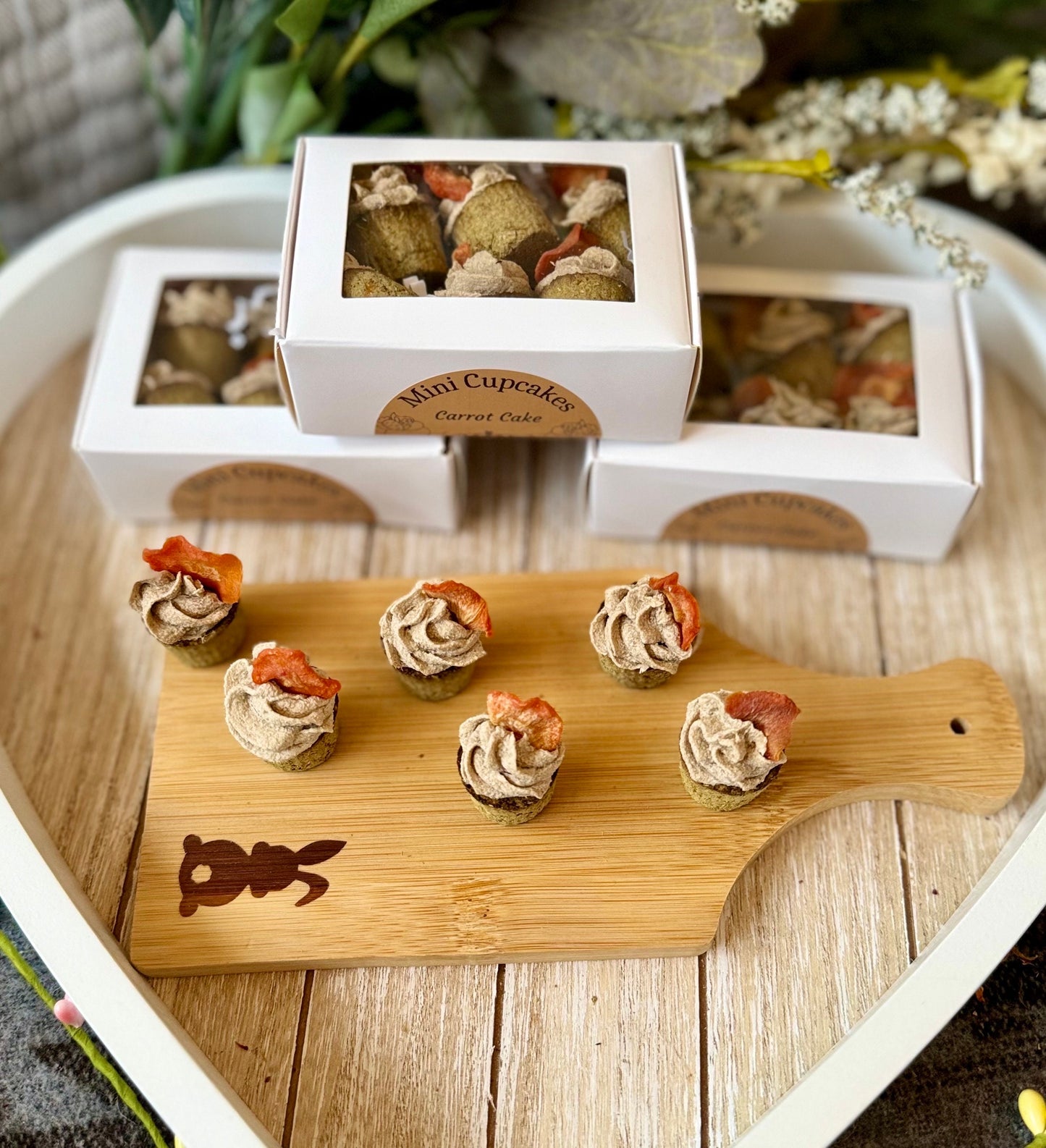 Mini Carrot Cake Cupcakes | Gourmet Bite Sized All Natural Organic Treats for Rabbits, Chinchillas, Hamsters, Guinea Pigs, & small animals